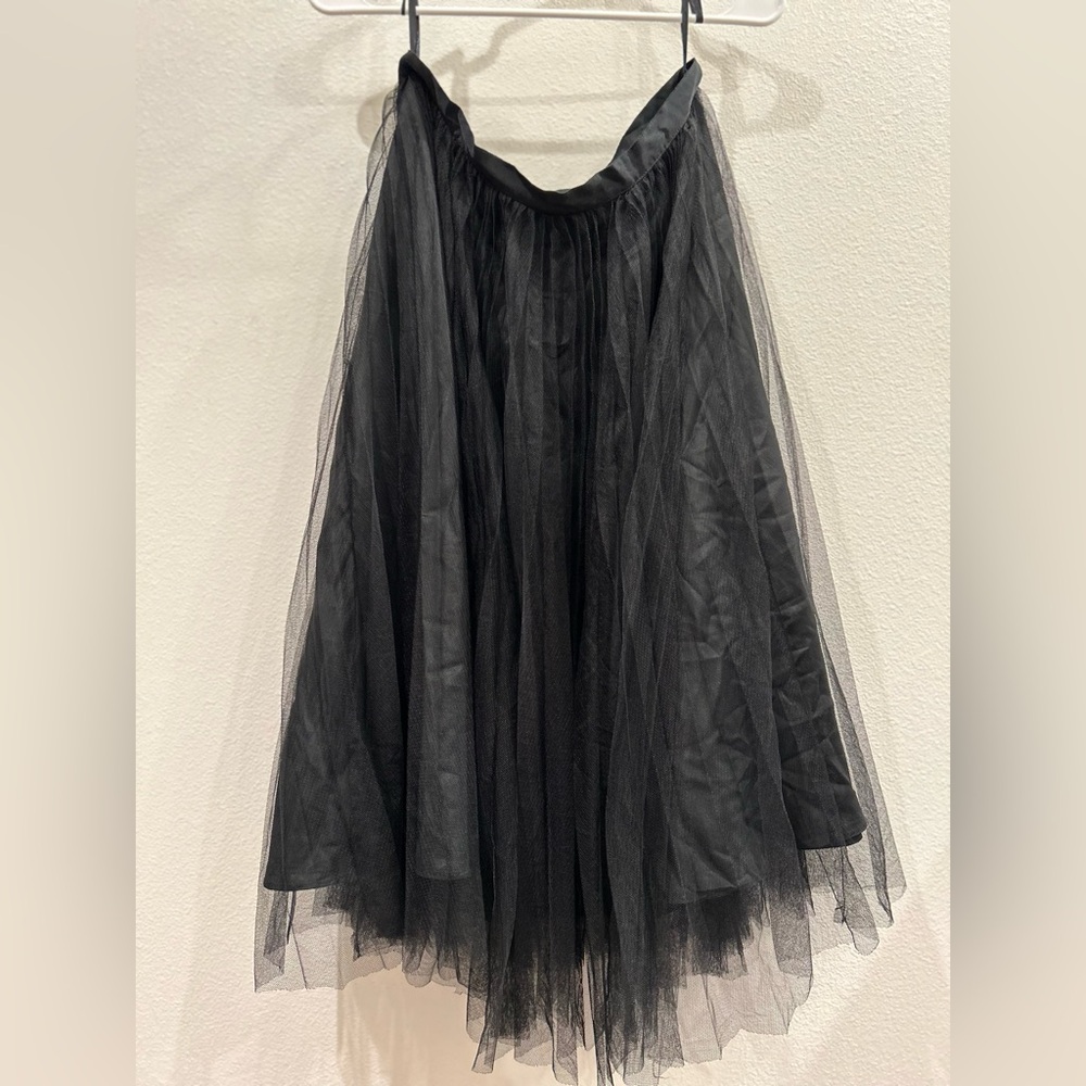 Adrianna Papell sunburst pleat tulle skirt Black size 10